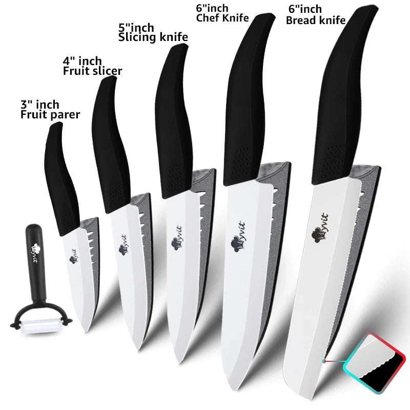6 Piece Ceramic Knife Set With Holder