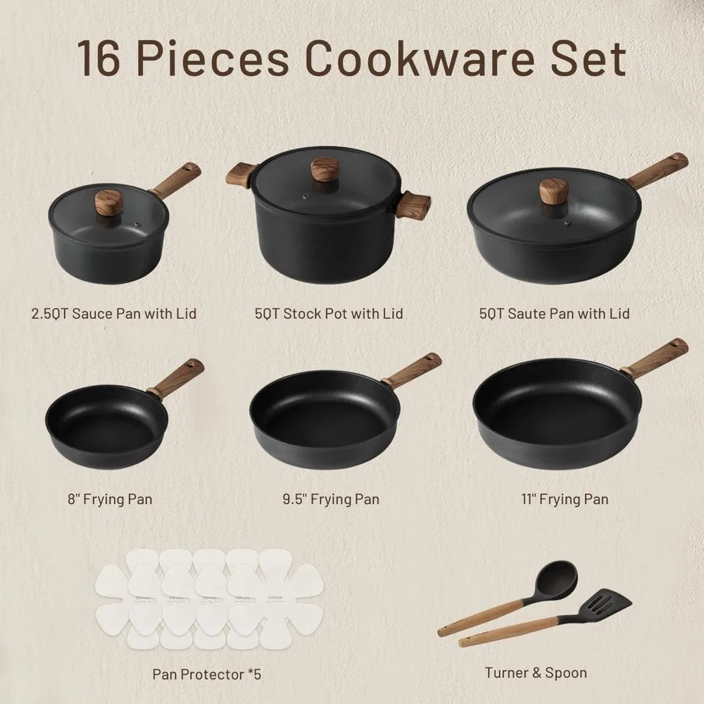 16 Piece Non Stick Pots And Pans Set