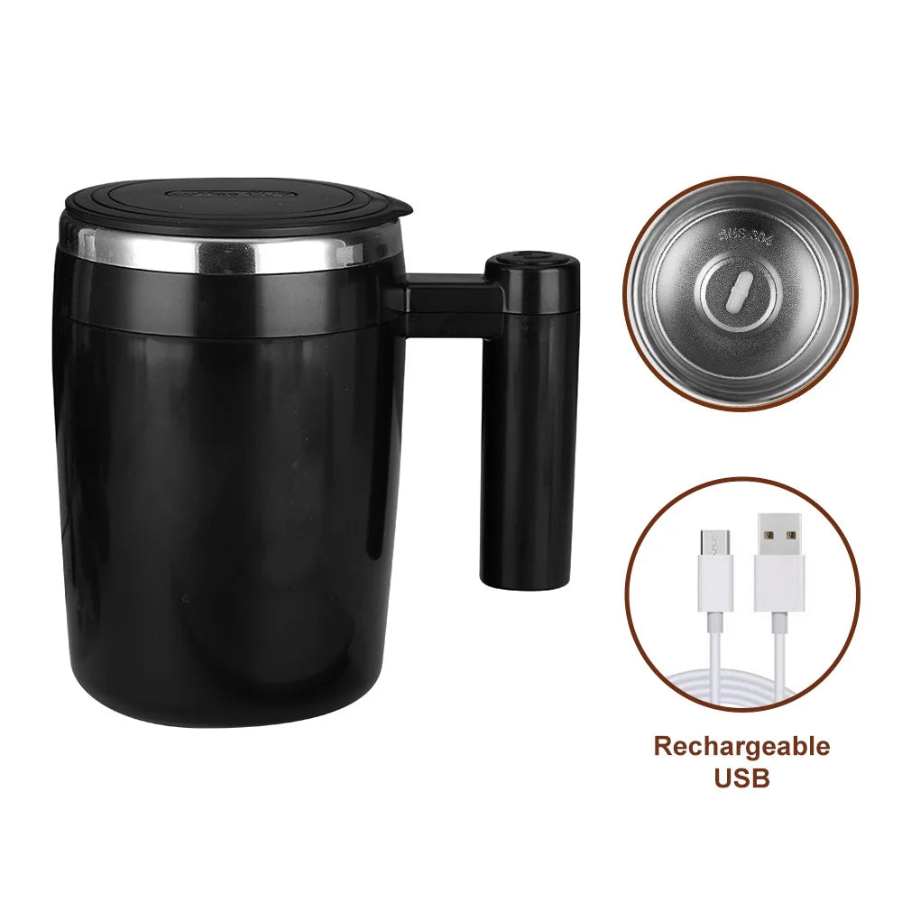 self stirring coffee mug black